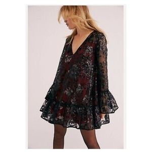 New Free People Falling Flowers Frock Mini Sequin Dress Holiday Cocktail Small